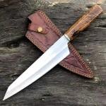 15-Inch Handmade 440C Chef Knife with Rosewood Handle & Leather Sheath